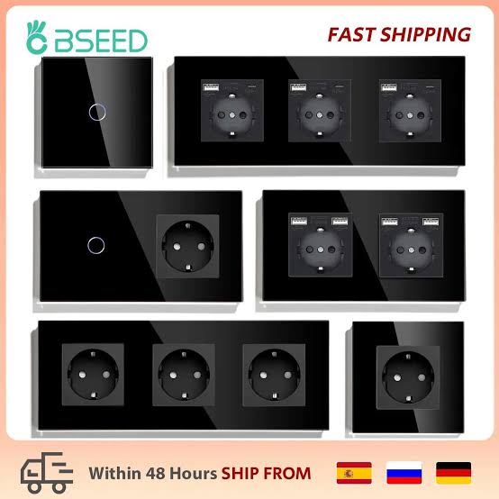 Reno Vault BSEED Touch Light Switch with EU USB Wall Socket