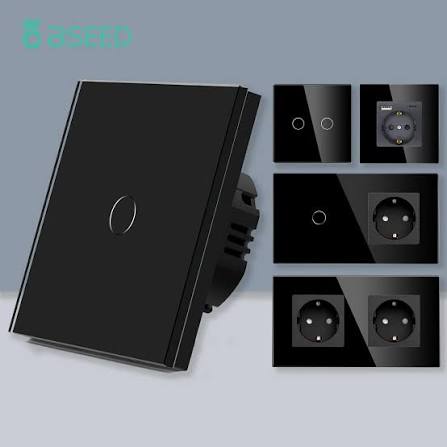 Reno Vault BSEED Touch Light Switch with EU USB Wall Socket